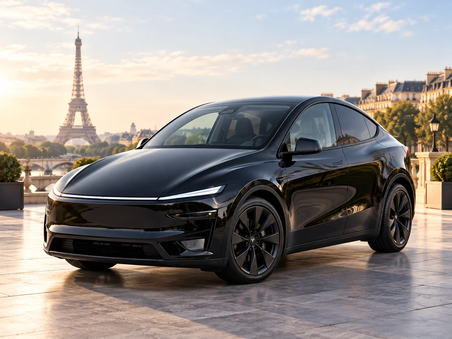 Tesla Model Y by the Eiffel Tower